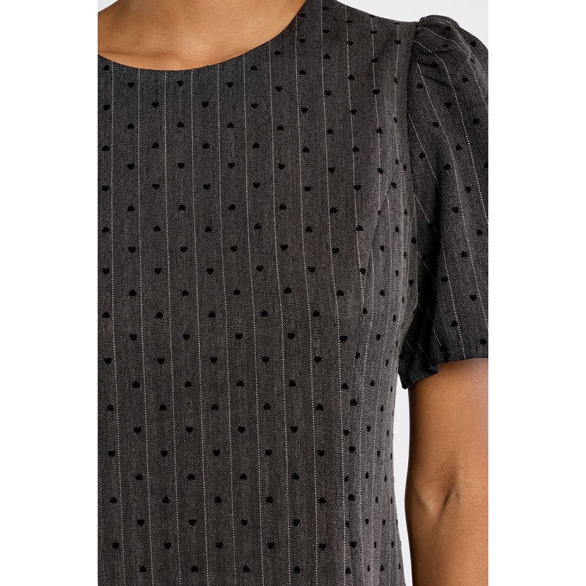 Robe mini rayée, à cœurs dark grey, LILI SIDONIO