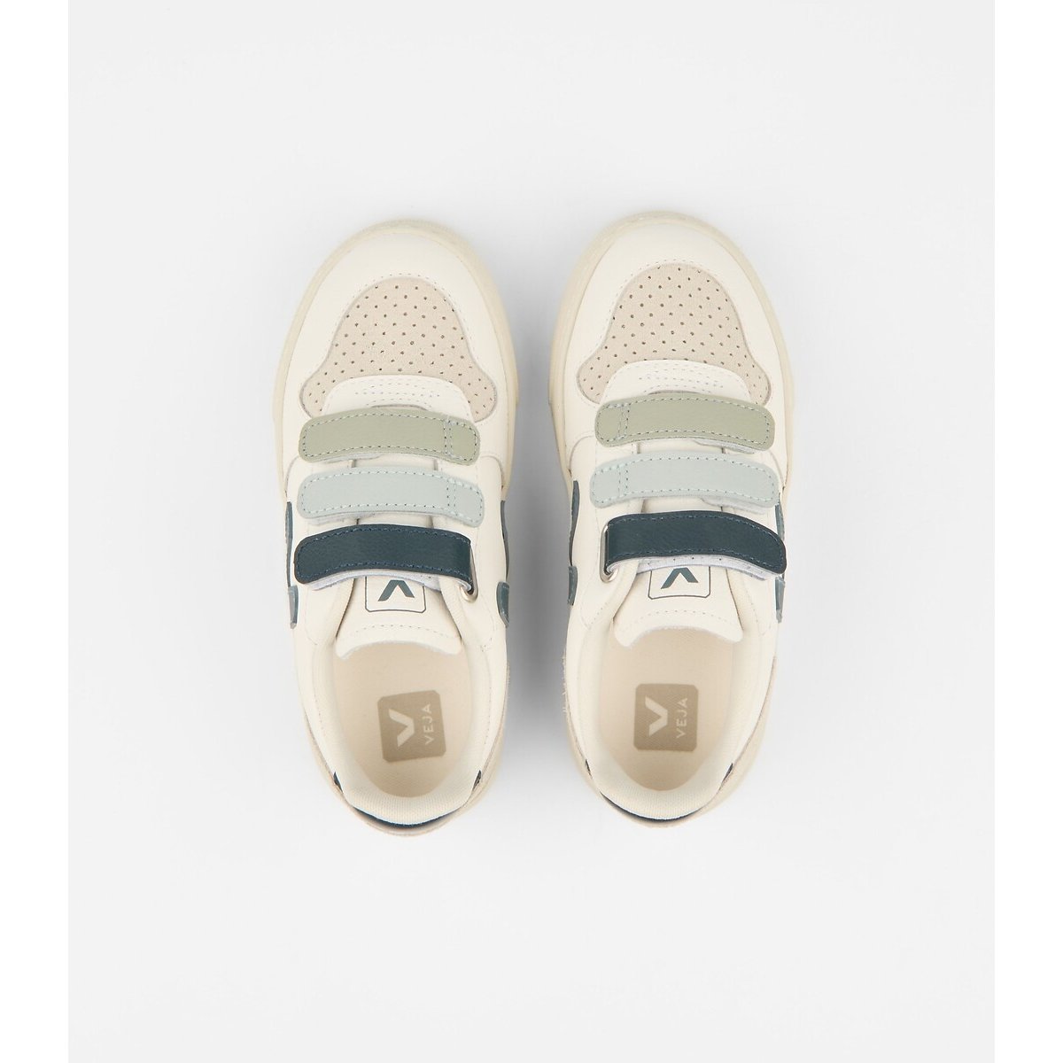 Kids Small V-10 Leather Trainers white/blue, VEJA