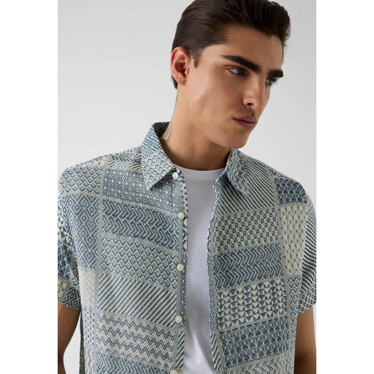Chemise Jacquard bleu clair, GUESS
