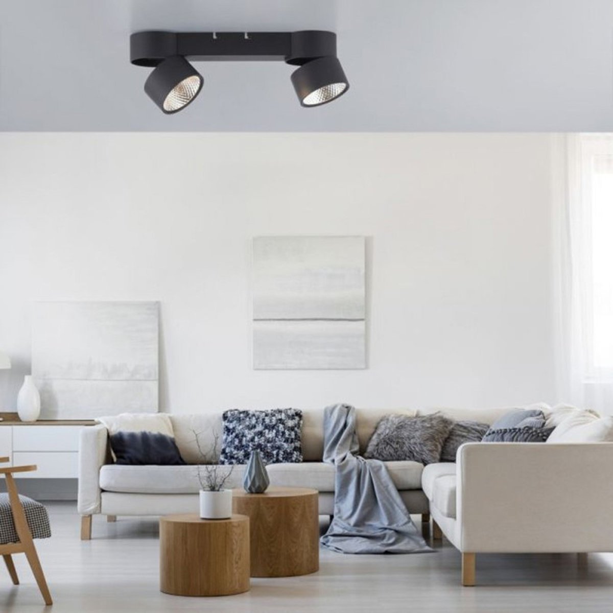 Rampe 2 Spots Nola Noir Led Puissant Et Dimmable noir, MILLUMINE