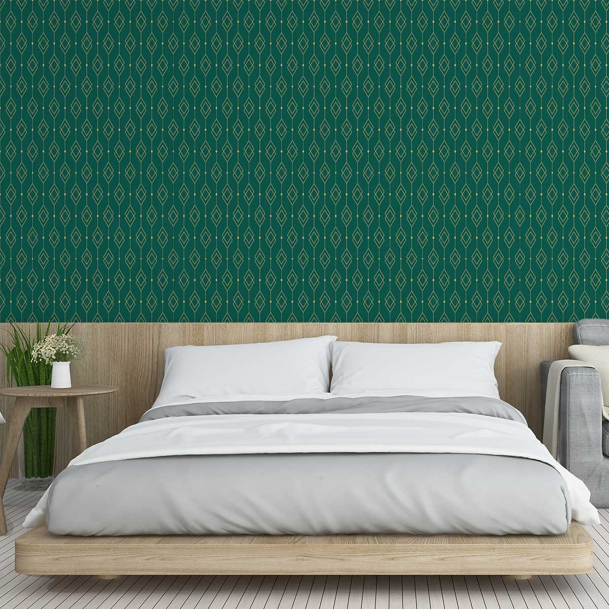 Papier peint art déco losange doré intissé, HEXOA