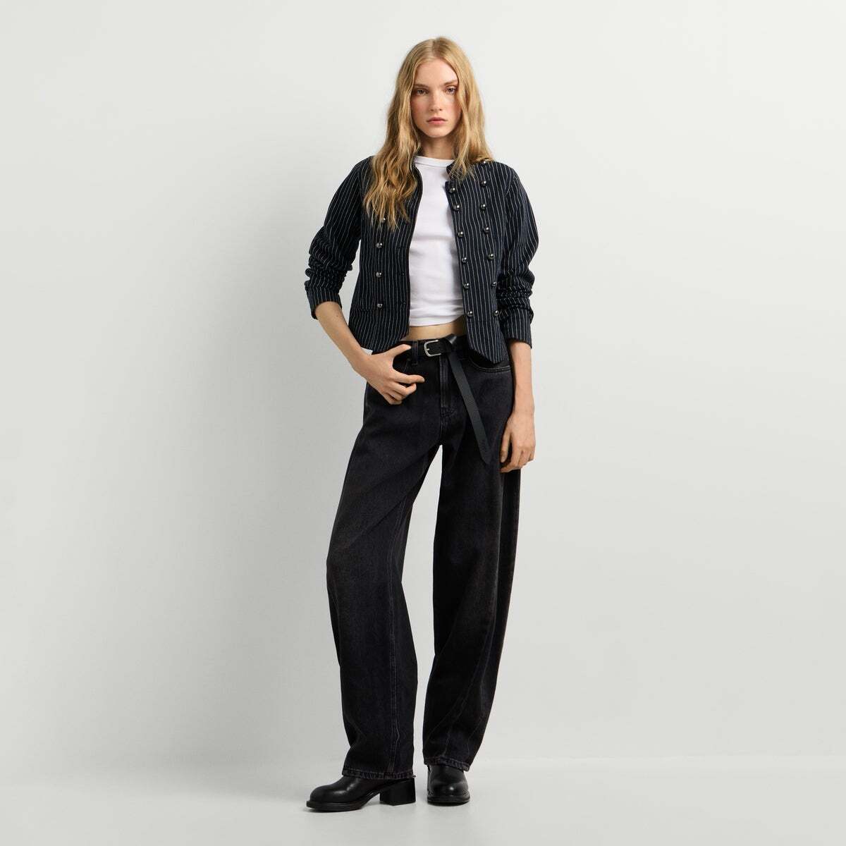 Veste À Col Mao À Rayures noir, PEPE JEANS