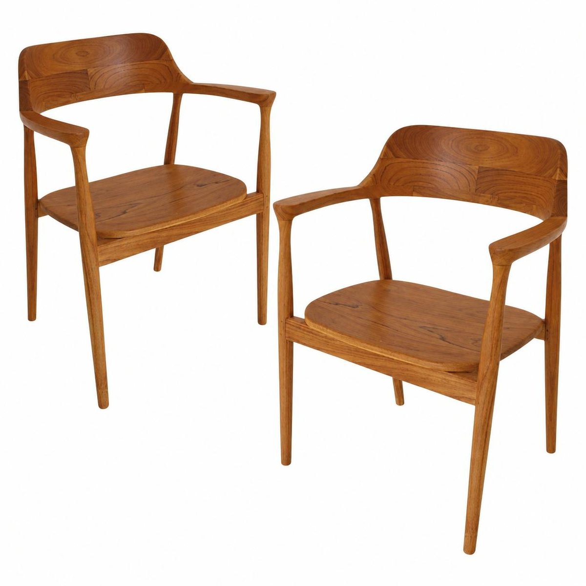 Chaise en bois avec accoudoirs (lot de 2) DEPOK bois naturel, PIER IMPORT