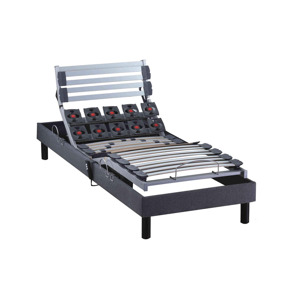 Sommier de relaxation électrique lattes + plots anthracite, SOMEO