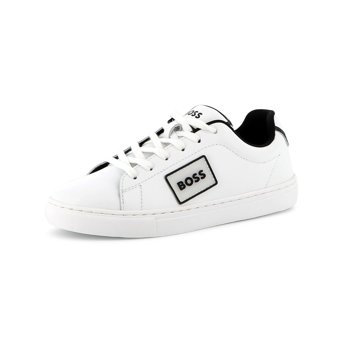 Sneakers in pelle bovina blanc, BOSS KIDSWEAR