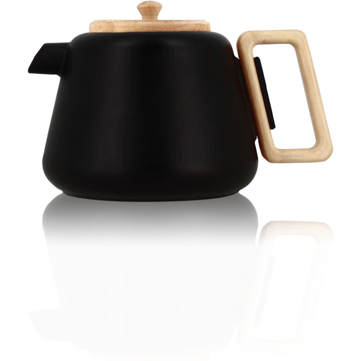 Théière en fonte avec couvercle en bois 1L, VIGGO naturel-noir, OGO LIVING