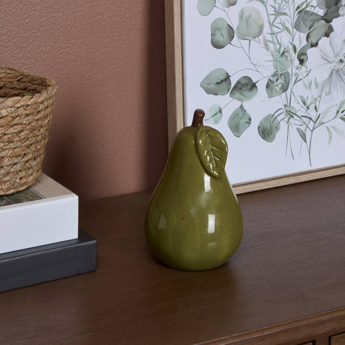 Poire décorative en céramique NIRINA vert, ATMOSPHERA