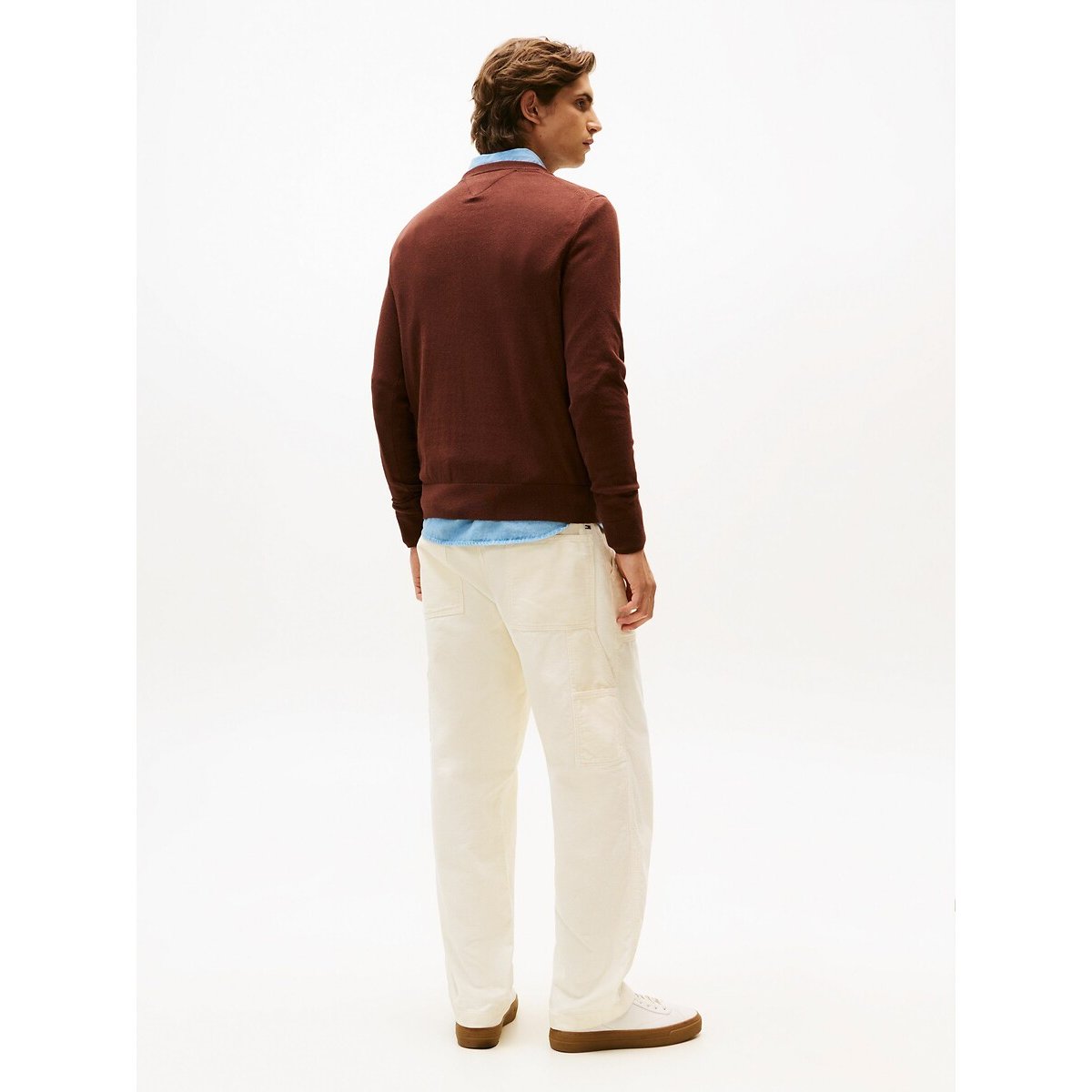 Pull col rond en coton pima et cachemire marron, TOMMY HILFIGER