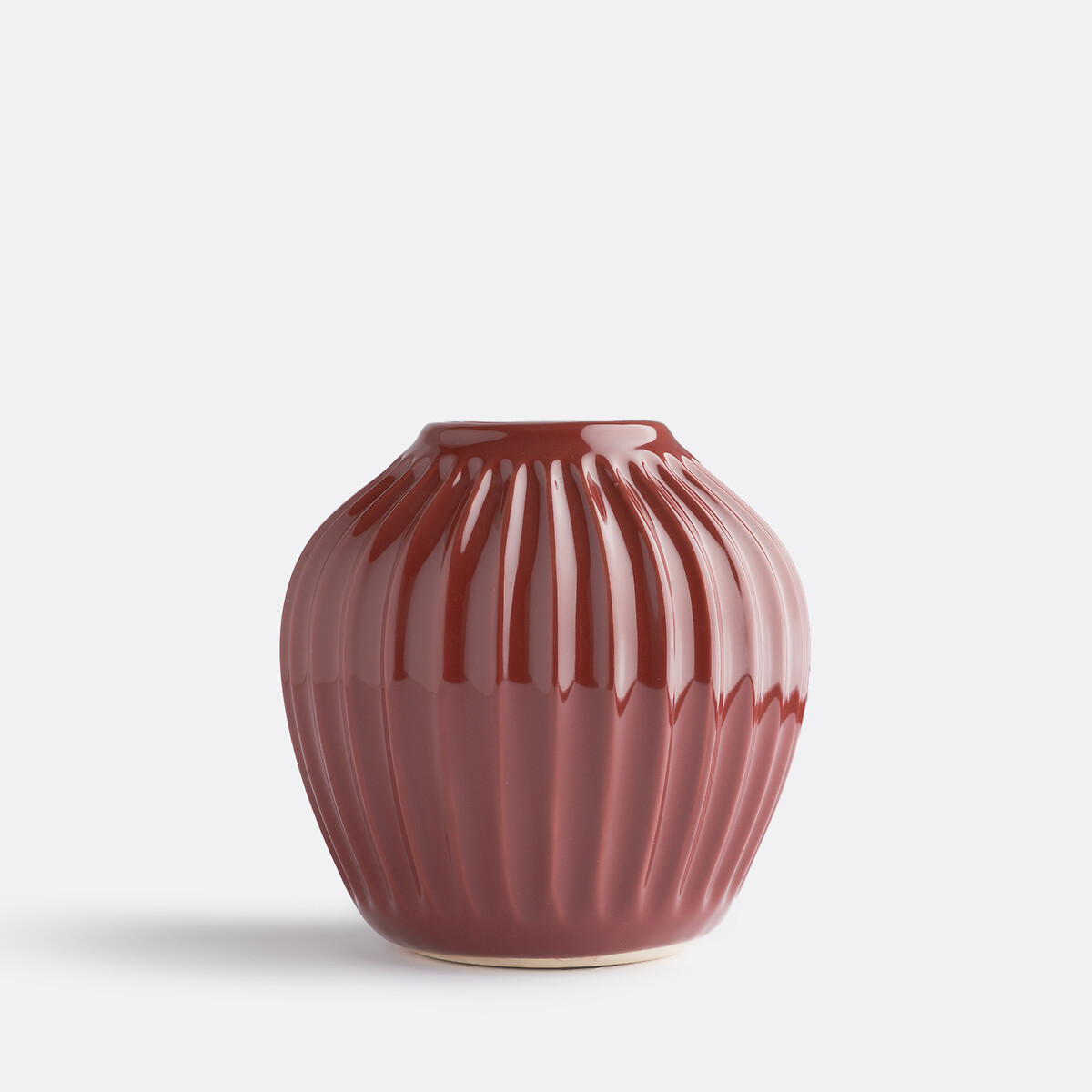 Jarrón estriado de cerámica H15 cm Estria rojo oscuro, LA REDOUTE INTERIEURS