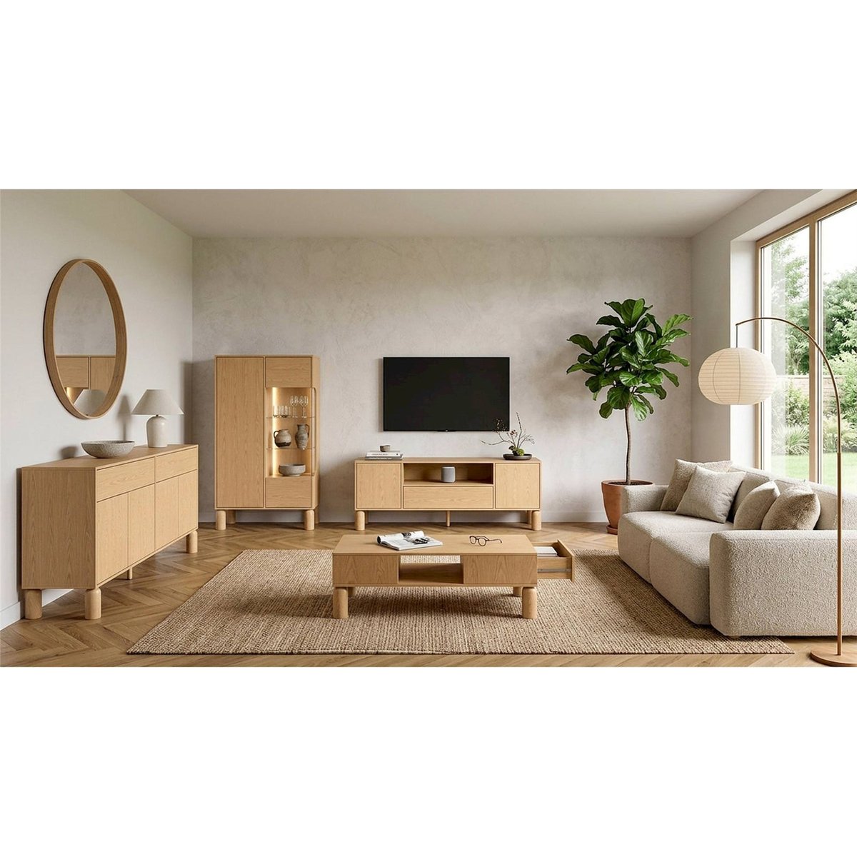 Meuble tv collection SANDEN en chêne chêne bookmatch, RECOLLECTION