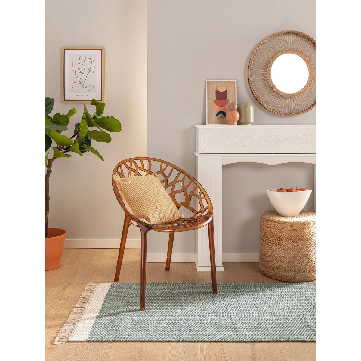Tapis de couloir en laine tissé main KIM menthe, BENUTA
