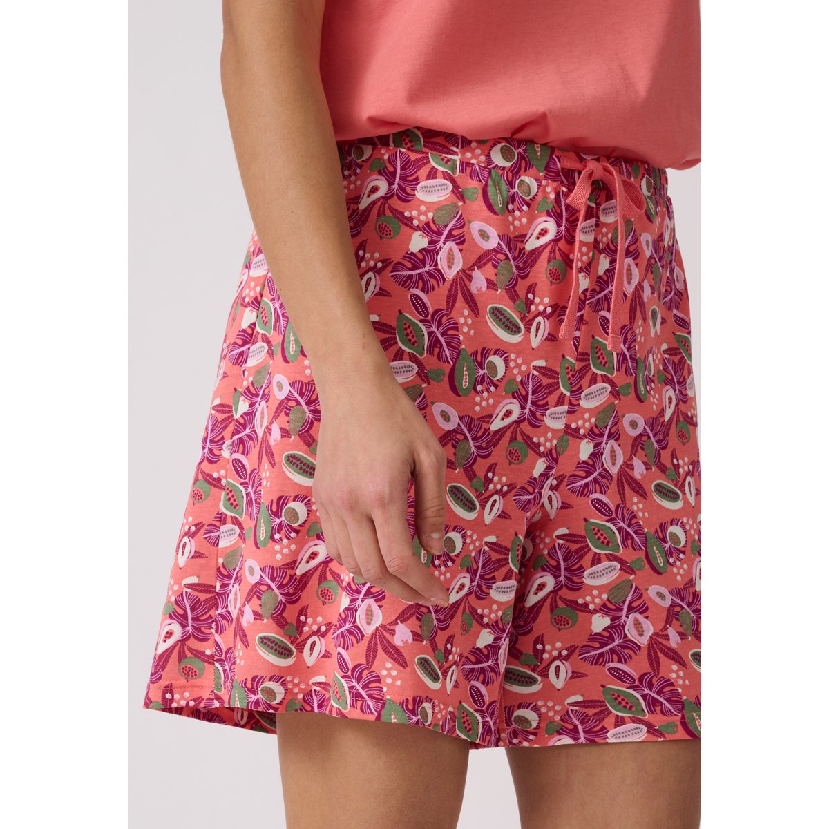 Short de pyjama pur coton rose tropical, DAMART