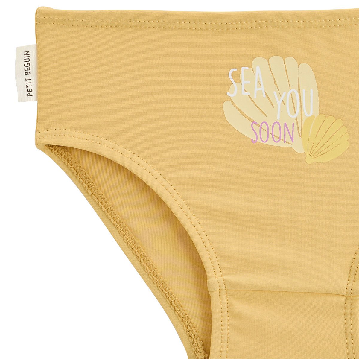 Maillot de bain bébé 2 pièces t-shirt de protection UV et culotte Porticcio jaune, PETIT BEGUIN