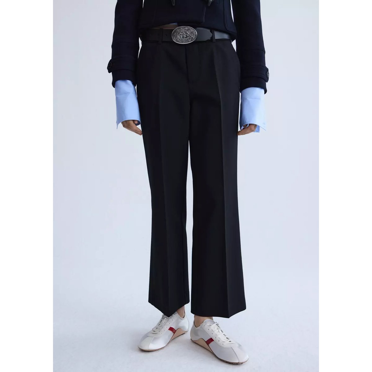 Pantalon crop taille basse noir, MANGO