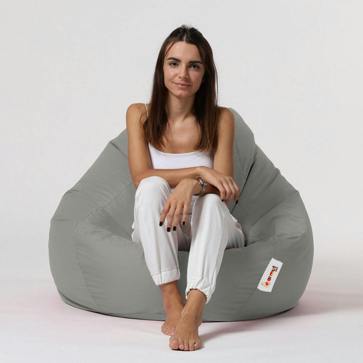Pouf poire XXL imperméable pour jardin ARTA gris, PIER IMPORT