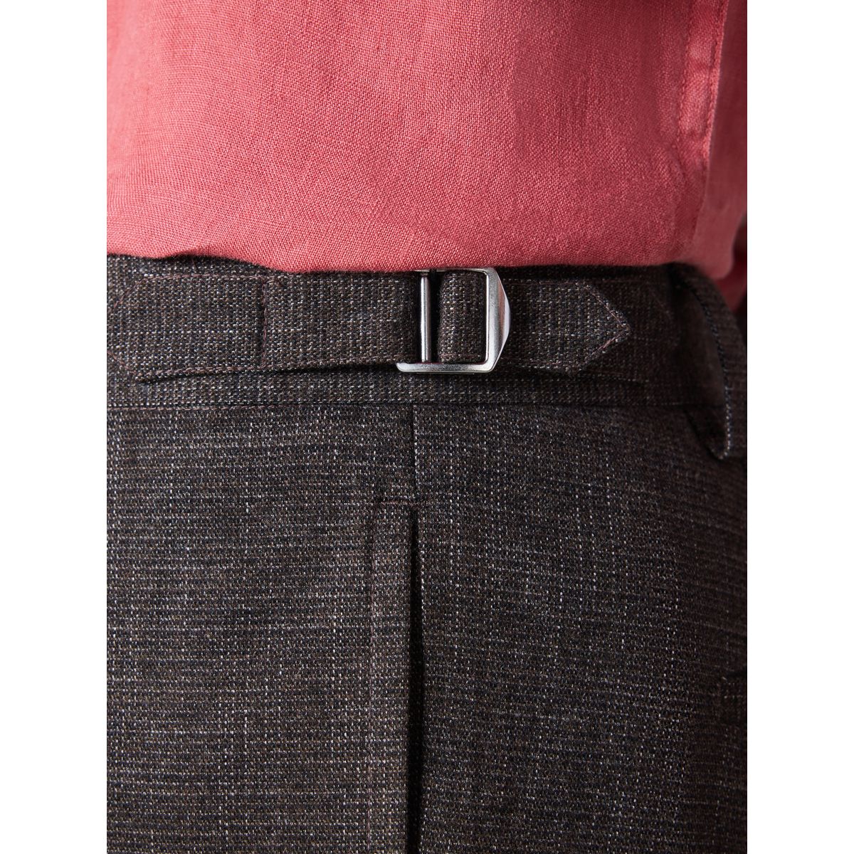 Pantalon habillé texturé en laine mélangée marron, NEXT