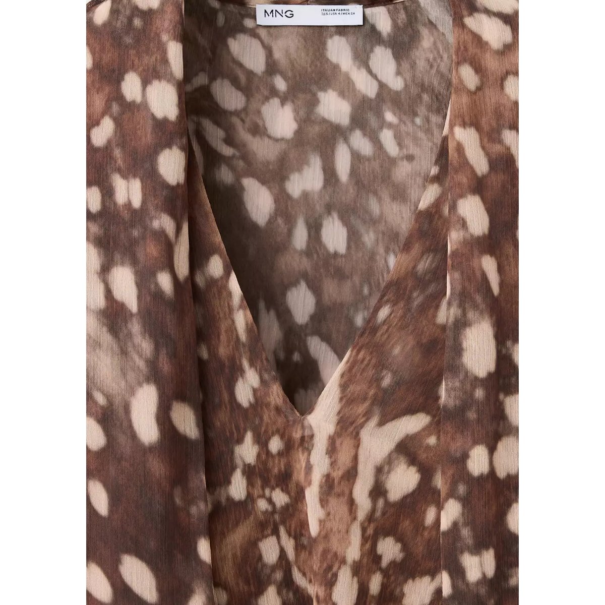 Blouse gaze imprimée marron, MANGO