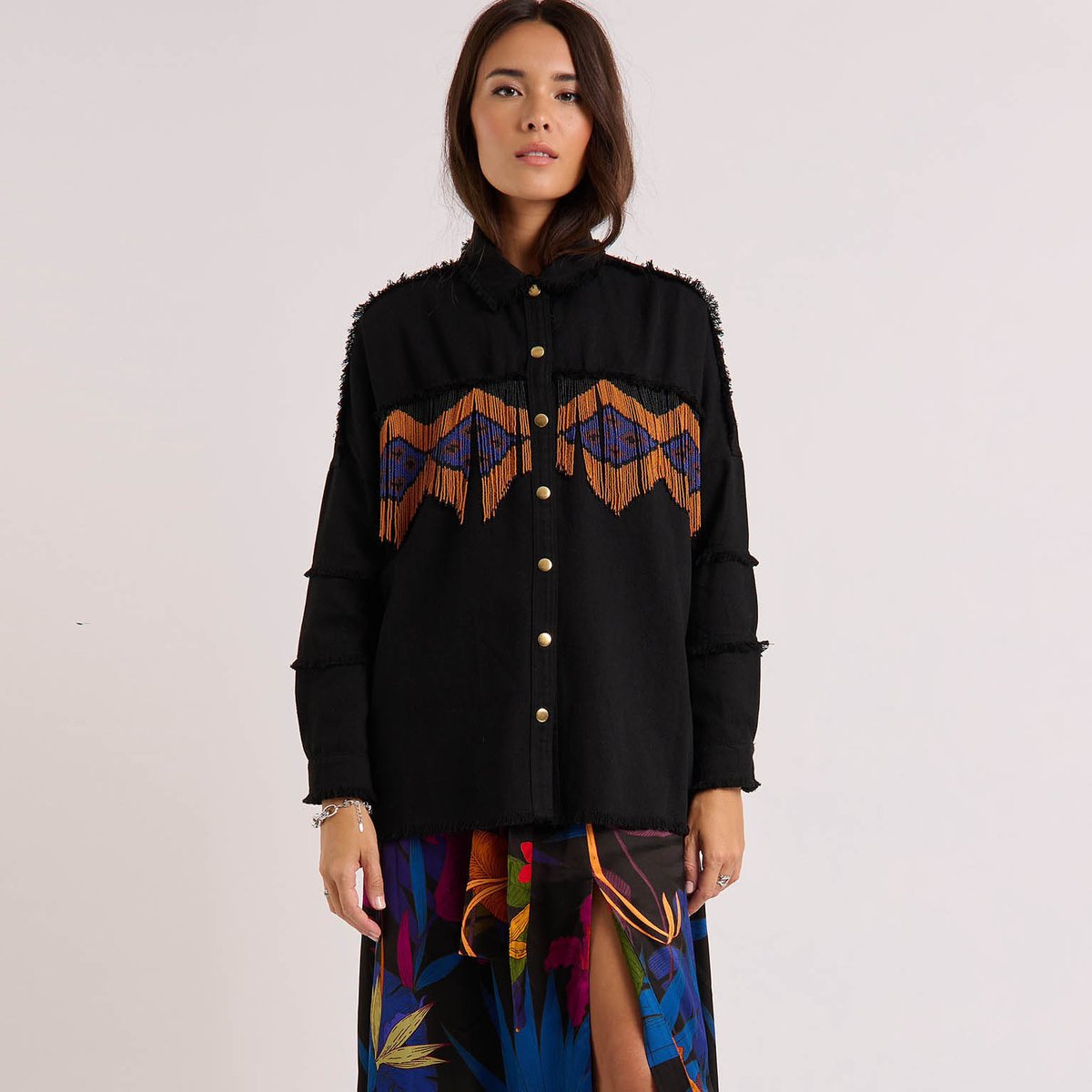 Veste à motifs et perles JOSEFA noir, WILD
