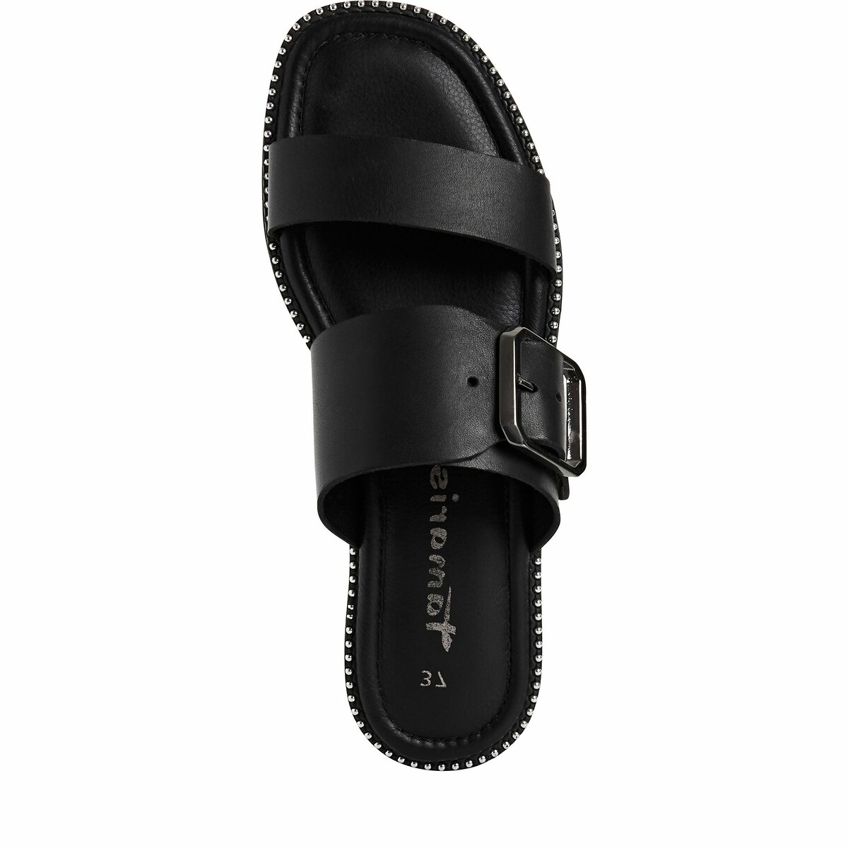 Leather Flat Mules black, TAMARIS