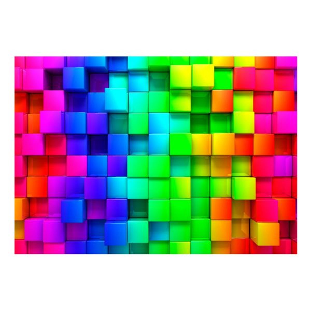 Papier peint intissé panoramique 3D et Perspective Colourful Cubes multicouleur, EDEN