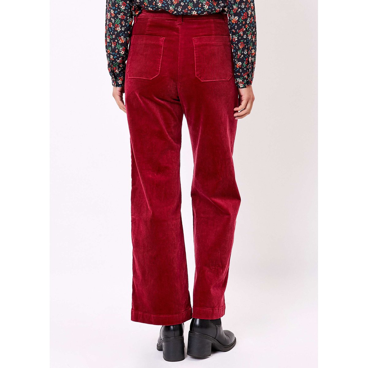 Pantalon large velours cotelé KEINAN rouge rubis, LA FIANCÉE