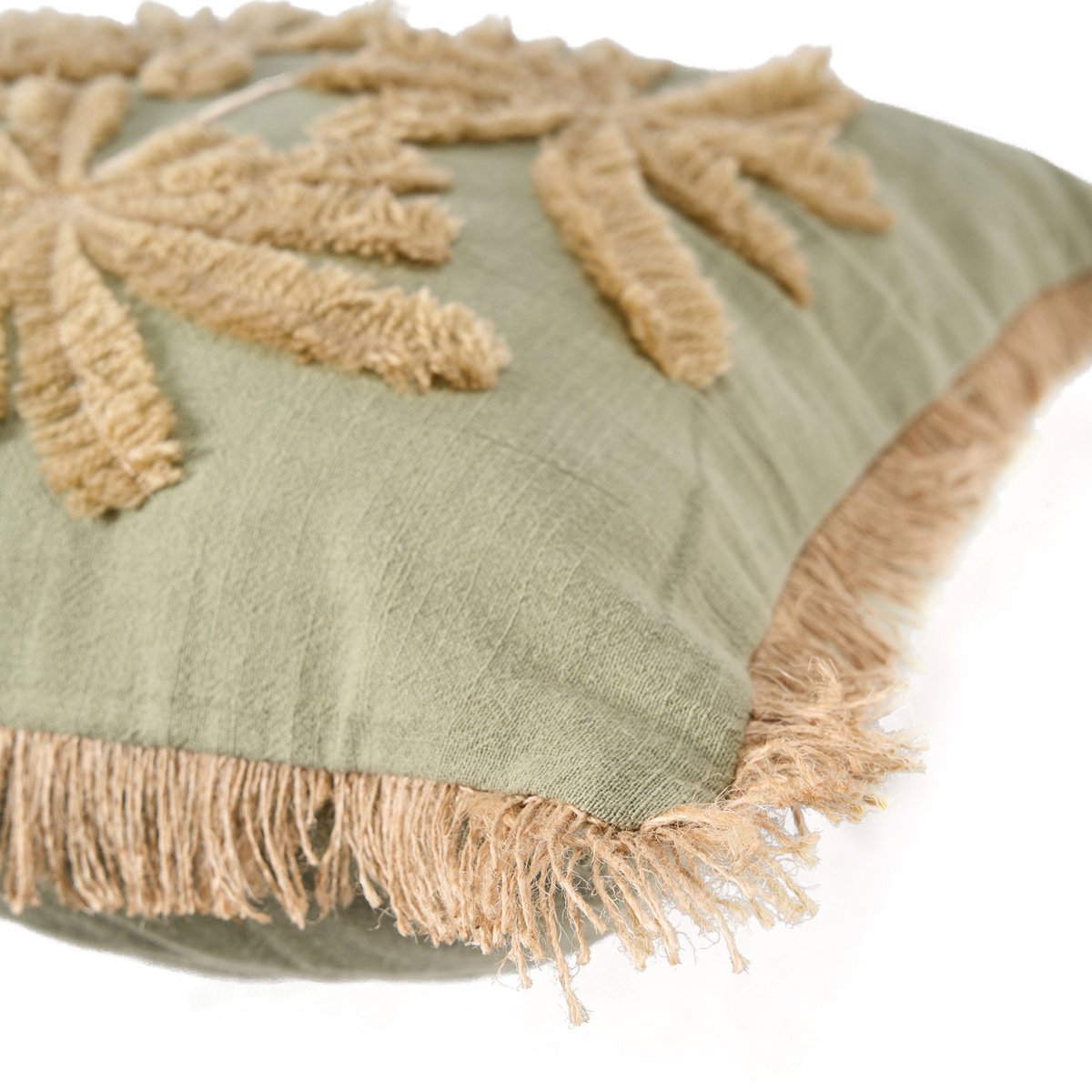 Housse de coussin en coton TROPICAL BREEZE vert forêt, BAZAR BIZAR