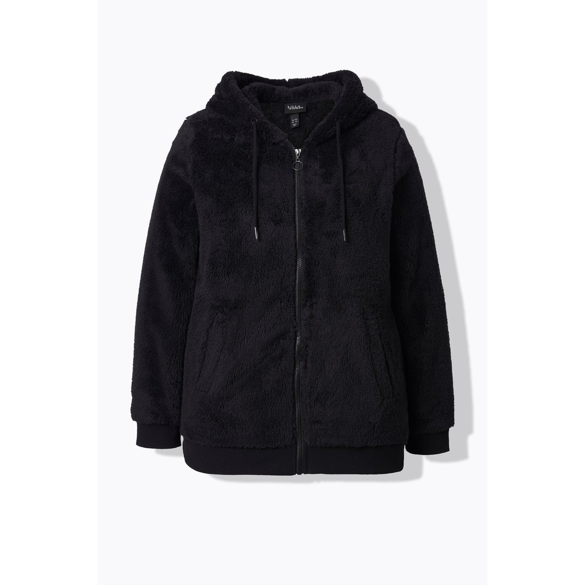 Veste à capuche en polaire bouclée noir, ULLA POPKEN
