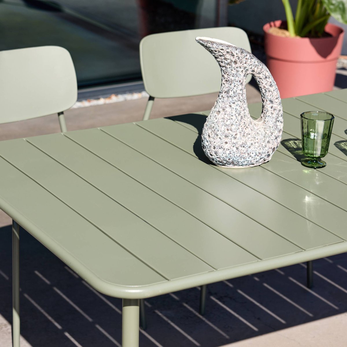 Table de jardin métal + 6 assises AMÉLIA + LIVA anthracite, SWEEEK