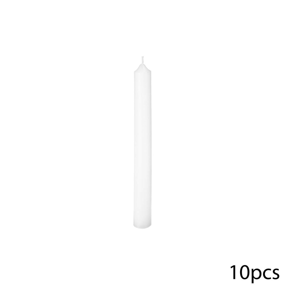 Lot de 10 bougies bâtons MANY blanc, ATMOSPHERA