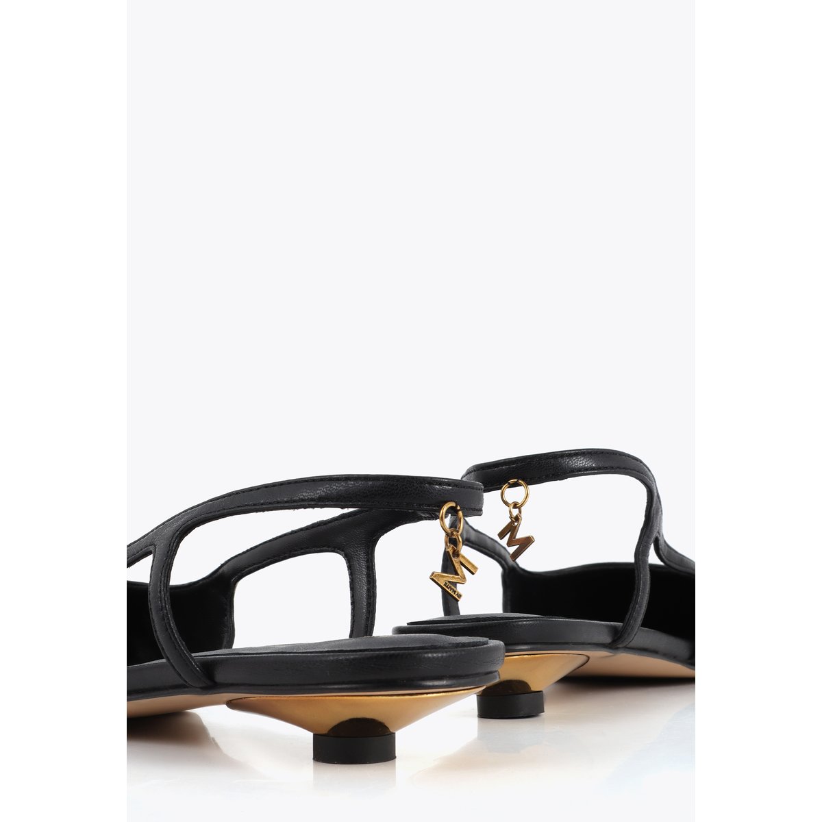 Ballerines slingback à talon entonnoir et clous décoratifs noir, LOLA CASADEMUNT