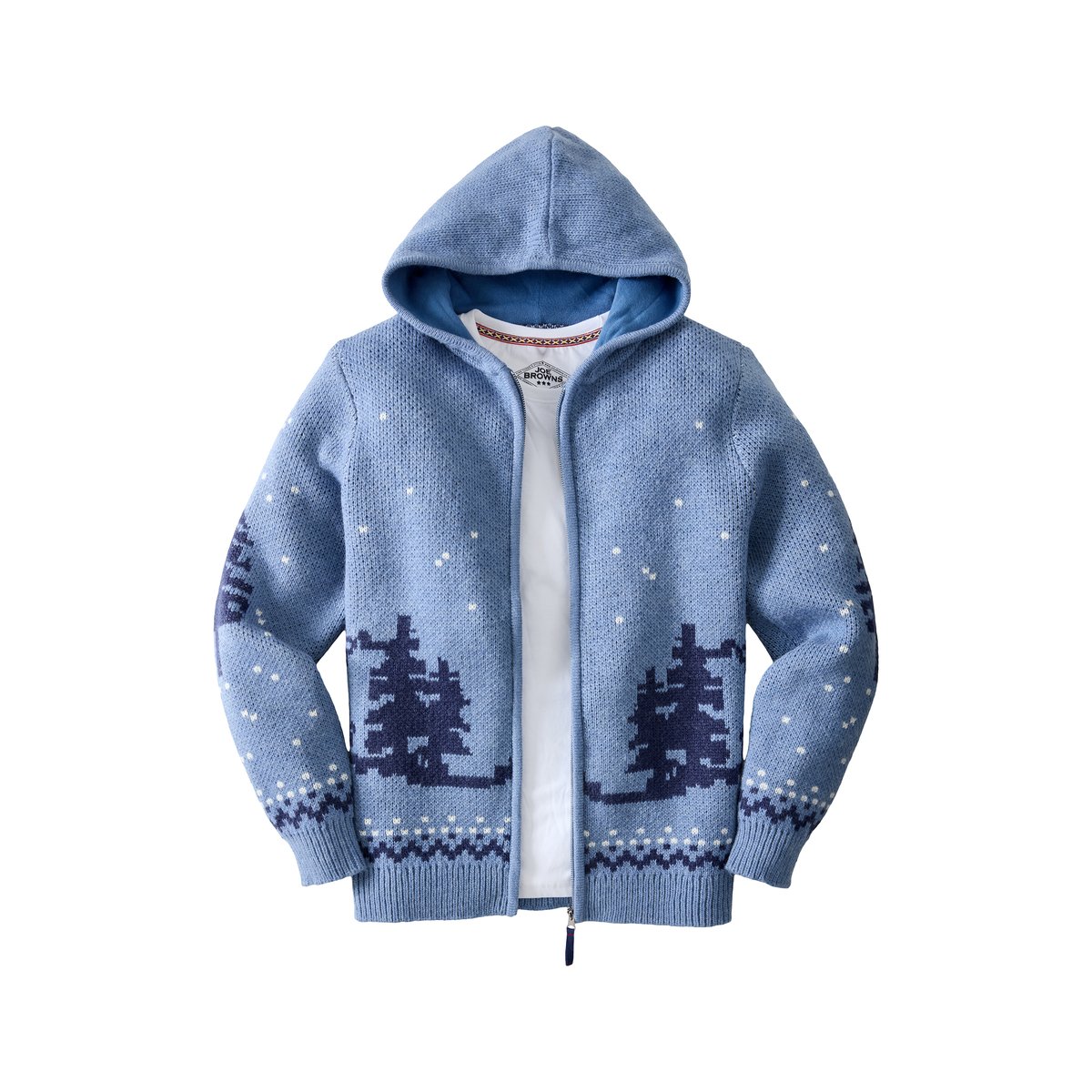Pull à Capuche en Maille Grizzly bleu, JOE BROWNS