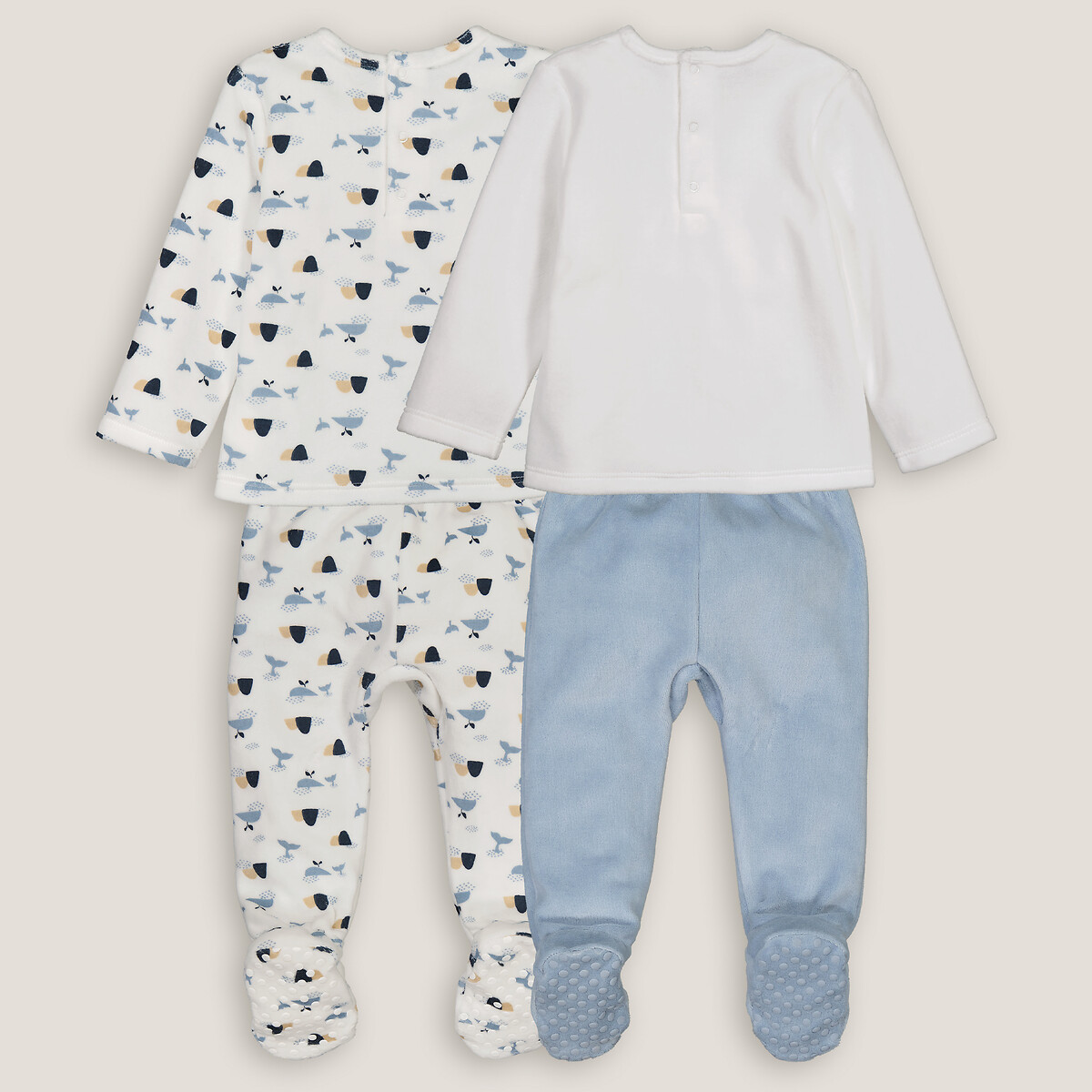 Pack of 2 Pyjamas in Velour with Whale Print assorted, LA REDOUTE COLLECTIONS