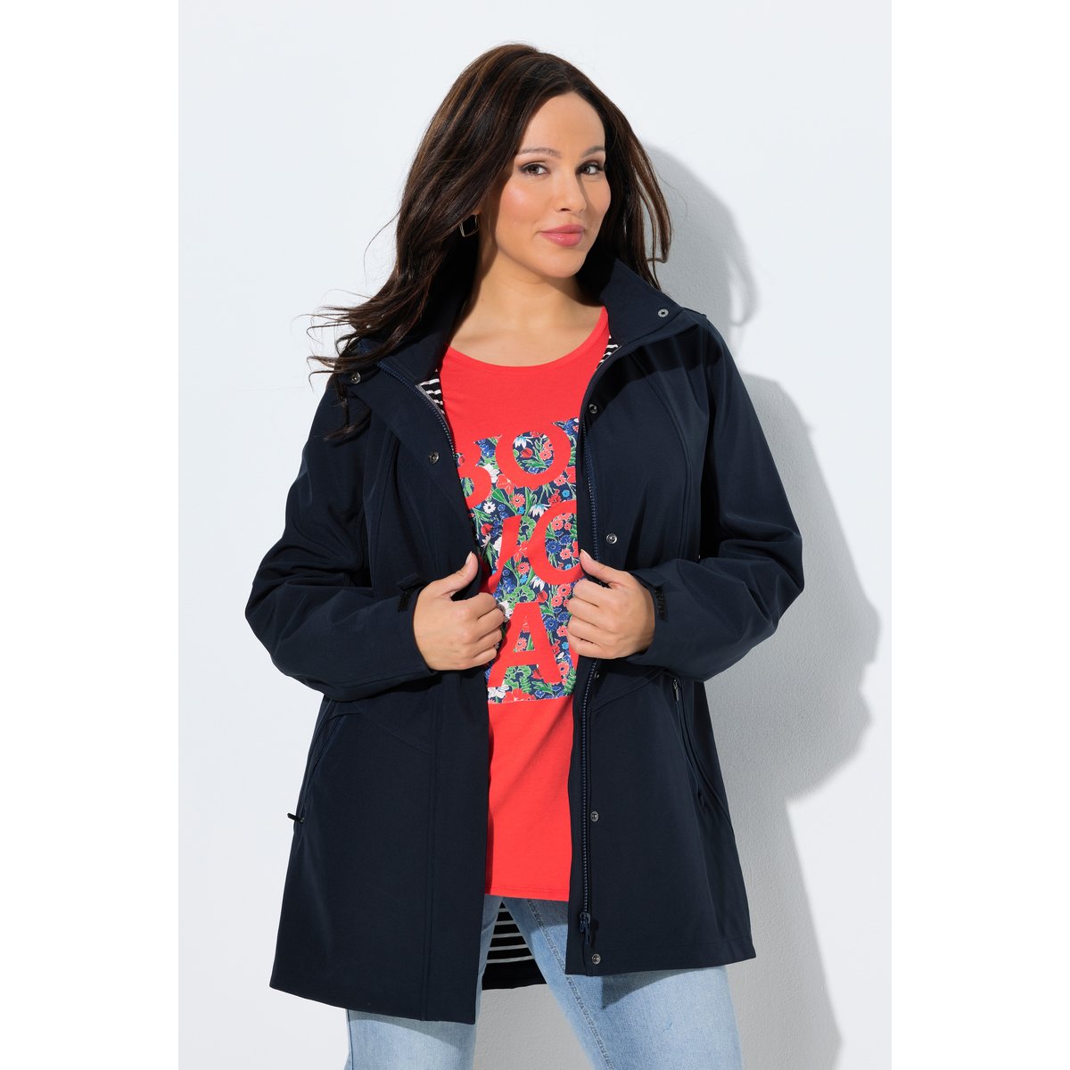 Veste Softshell HYPRAR à capuche marine, ULLA POPKEN