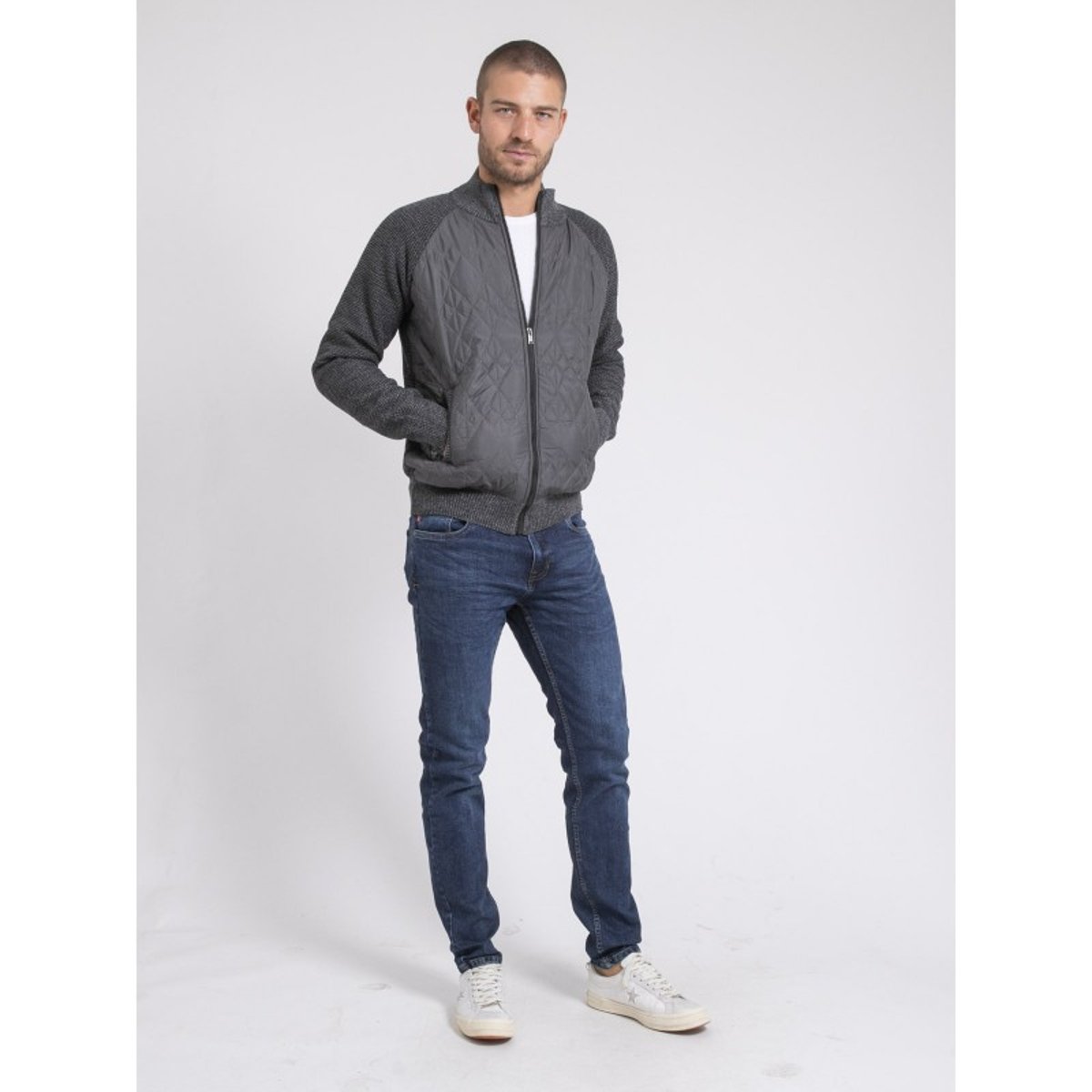 Gilet Col Montant Doublure Sherpa Lamantin gris, RITCHIE