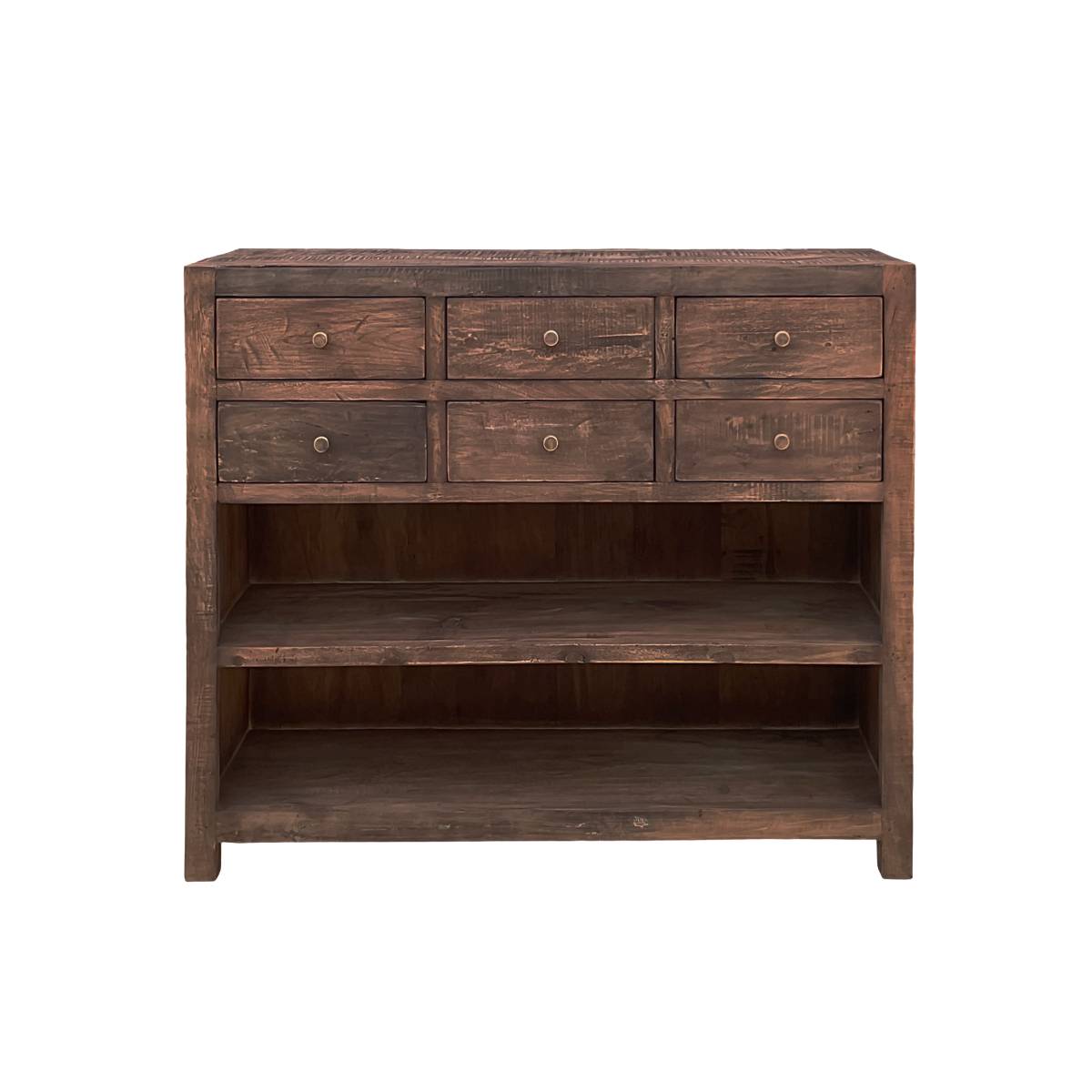 Buffet 6 tiroirs en bois recyclé INDRA bois foncé, MADE IN MEUBLES