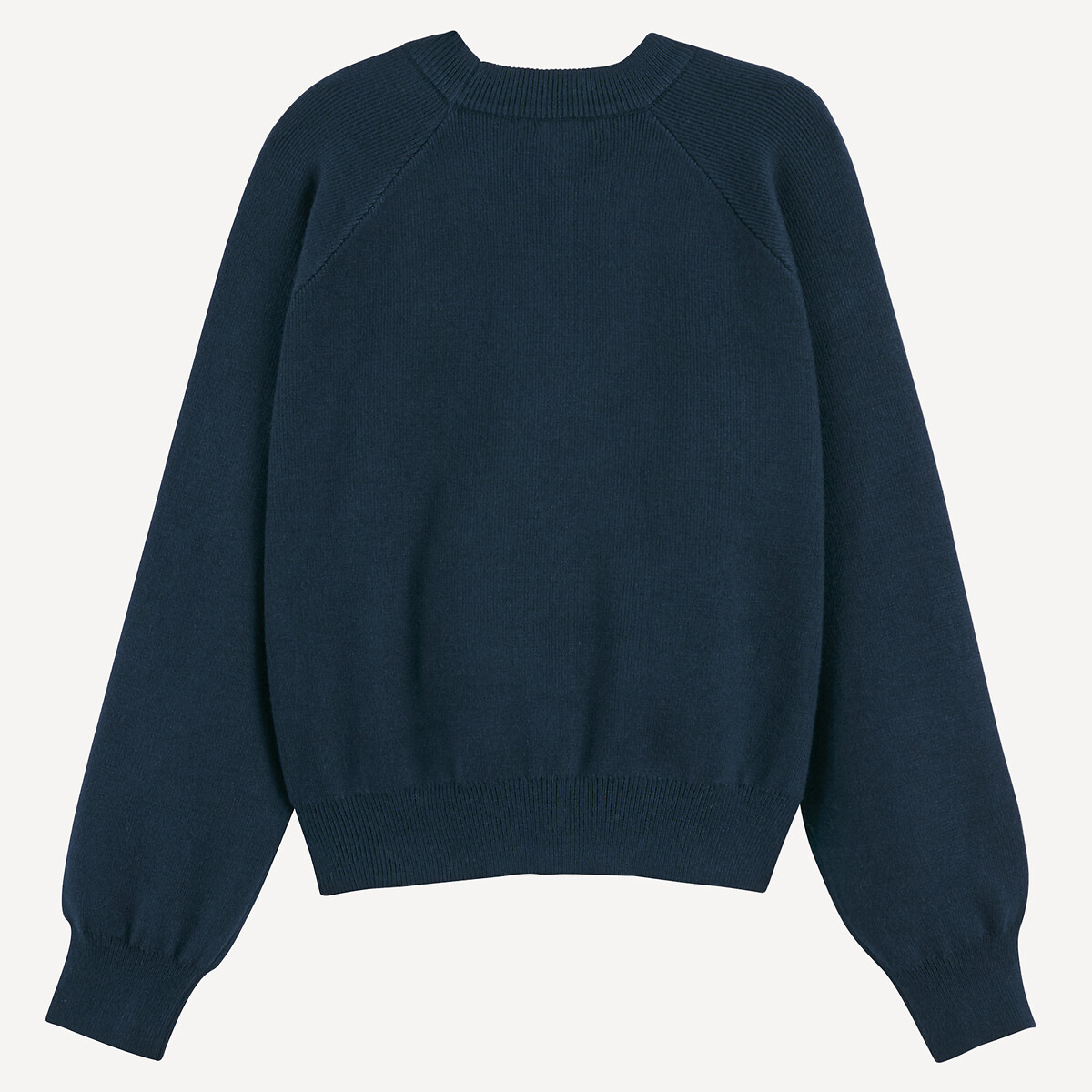 Fine Knit Crew Neck Jumper navy blue, LA REDOUTE COLLECTIONS