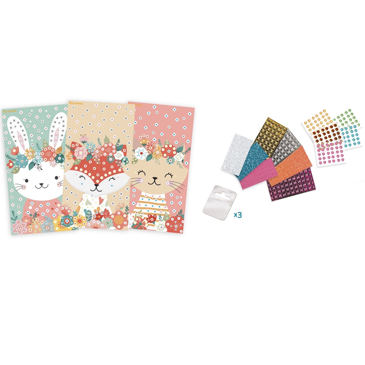Mini mosaïques Animaux doux rose, SYCOMORE