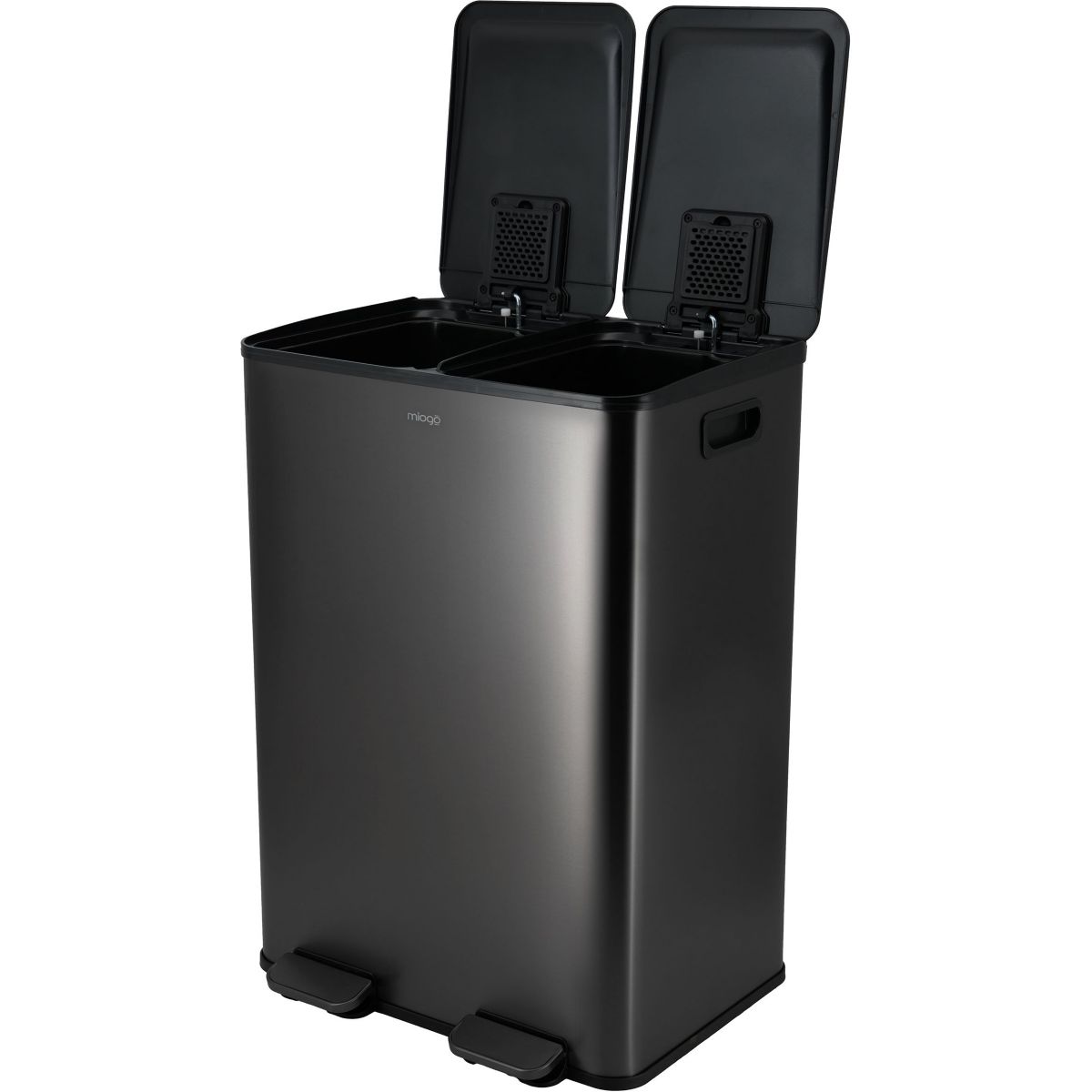 Poubelle de cuisine tri sélectif 60L anthracite couleur unique, MIOGO