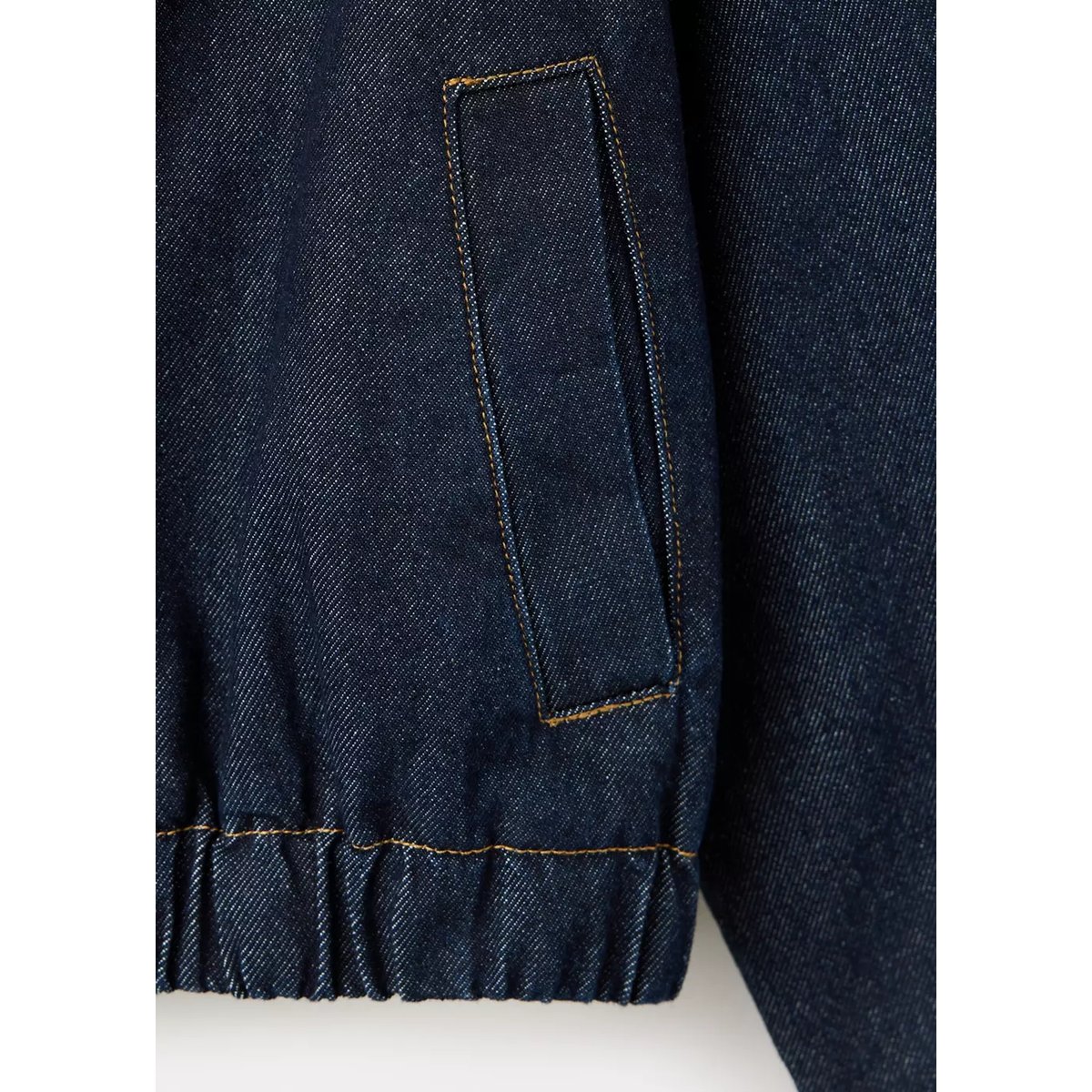 Veste bomber en jean bleu, MANGO