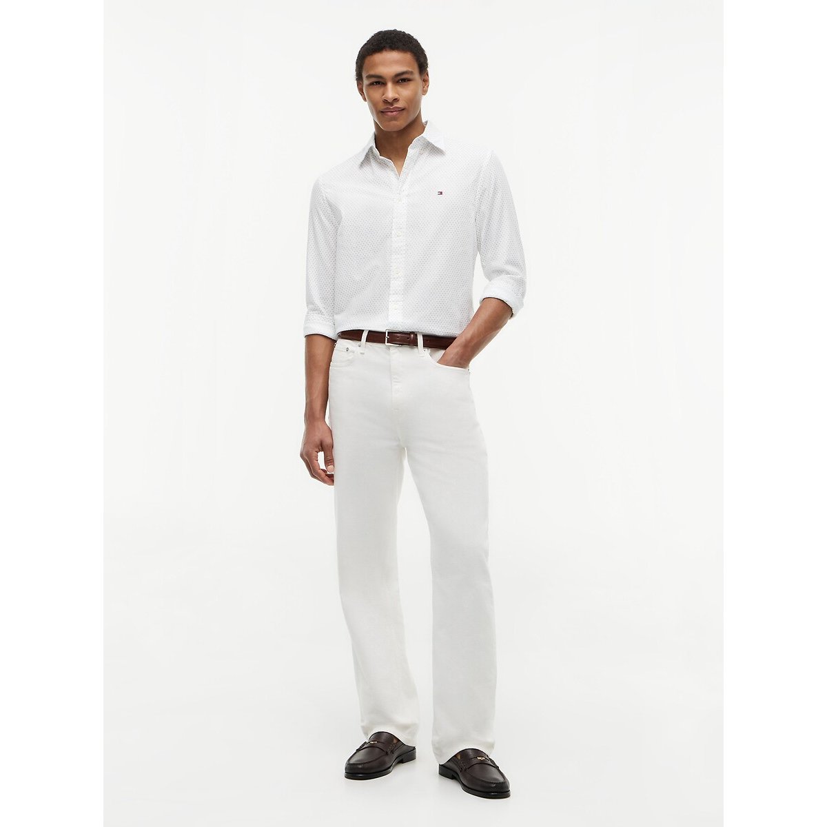 Camisa de manga larga de popelina blanco, TOMMY HILFIGER