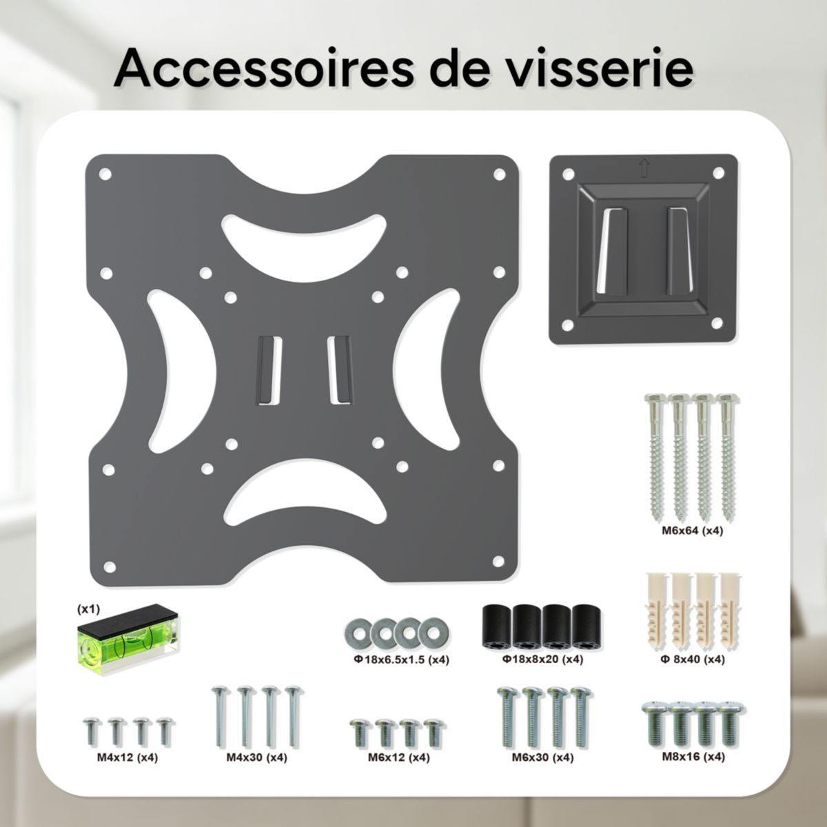 Pied TV télé fixe 19''-42'' couleur unique, LISTO