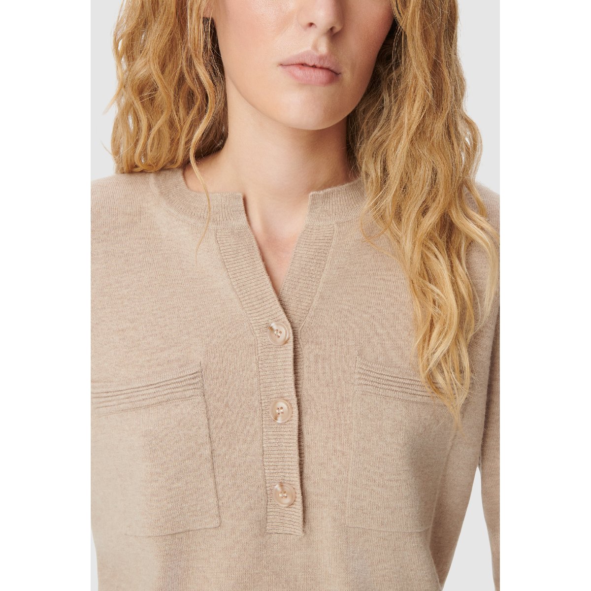 Cardigan en laine manches longues beige, IKKS