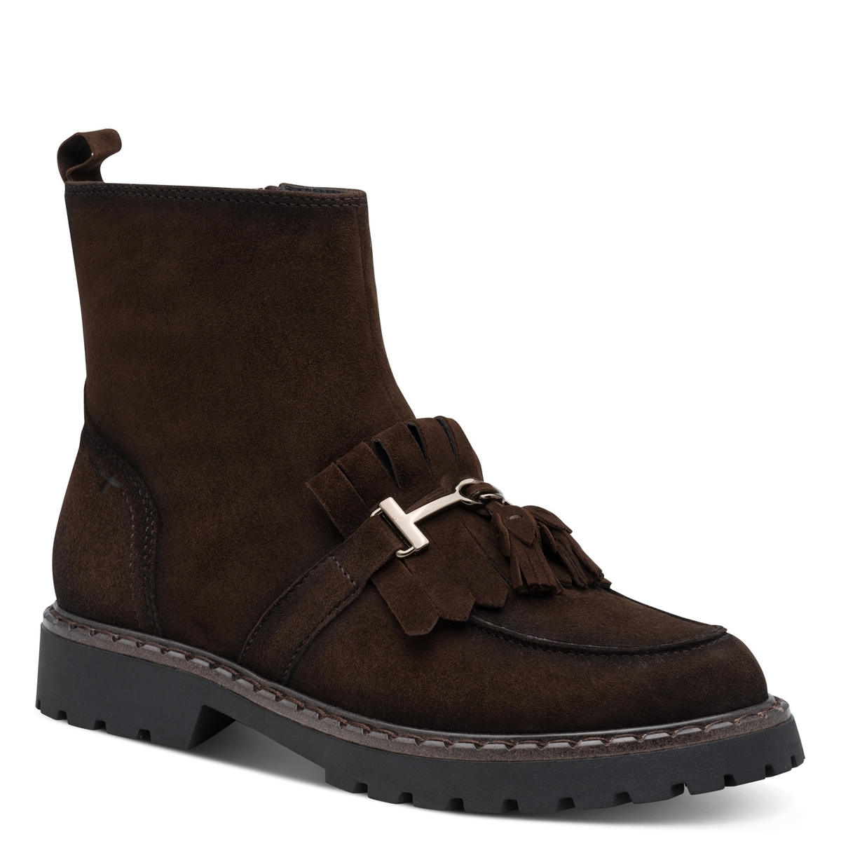 Bottine en cuir marron mocca, TAMARIS
