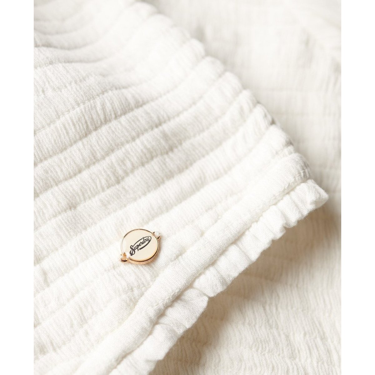 Haut tissé smocké blanc cassé, SUPERDRY