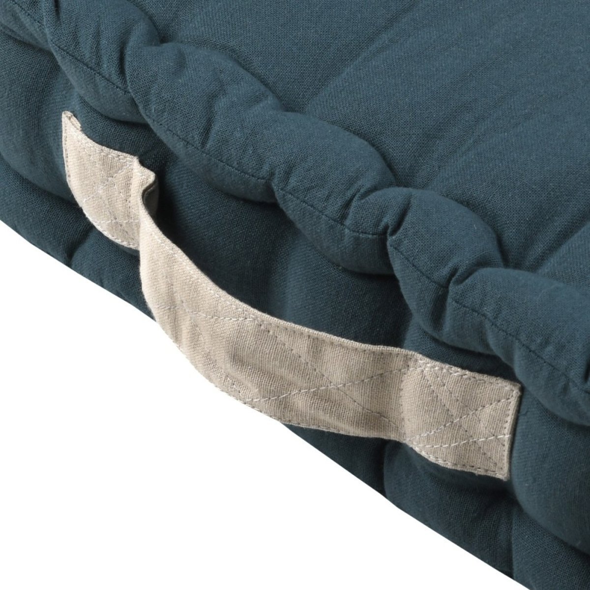 Coussin de sol 45x45x10 Duo cobalt lin 100% coton bleu, DECORATIE