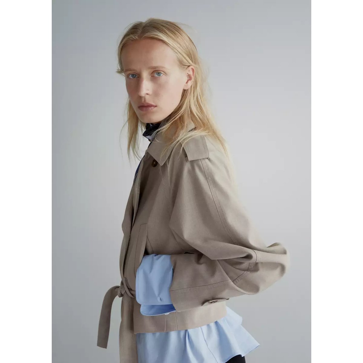 Trench court ceinture beige, MANGO