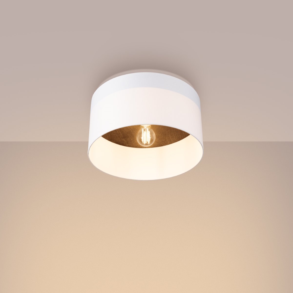 Plafonnier Tissu Blanc/Marron Foncé E27 1 Telesto blanc, EDEN