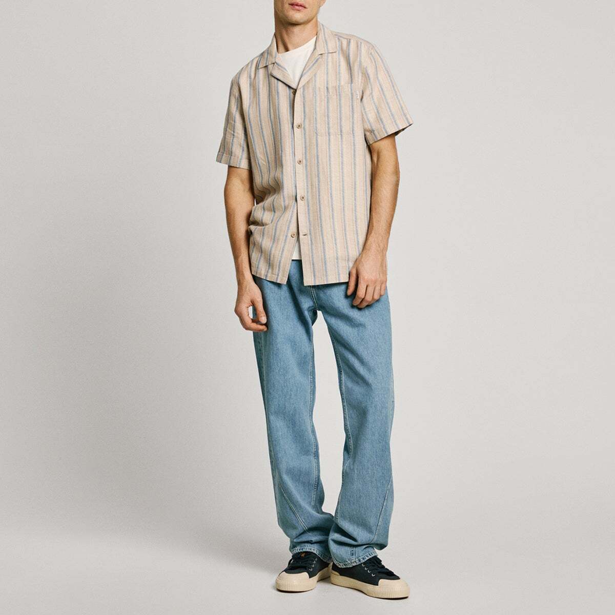 Chemise Coupe Regular À Rayures beige clair, PEPE JEANS