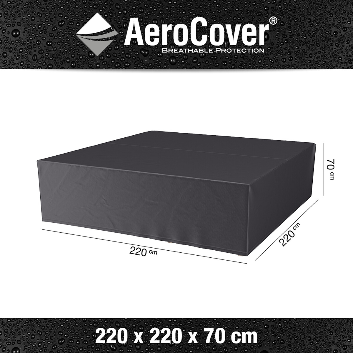 Garden Square Lounge Set Cover 220x220cm grey, AEROCOVER