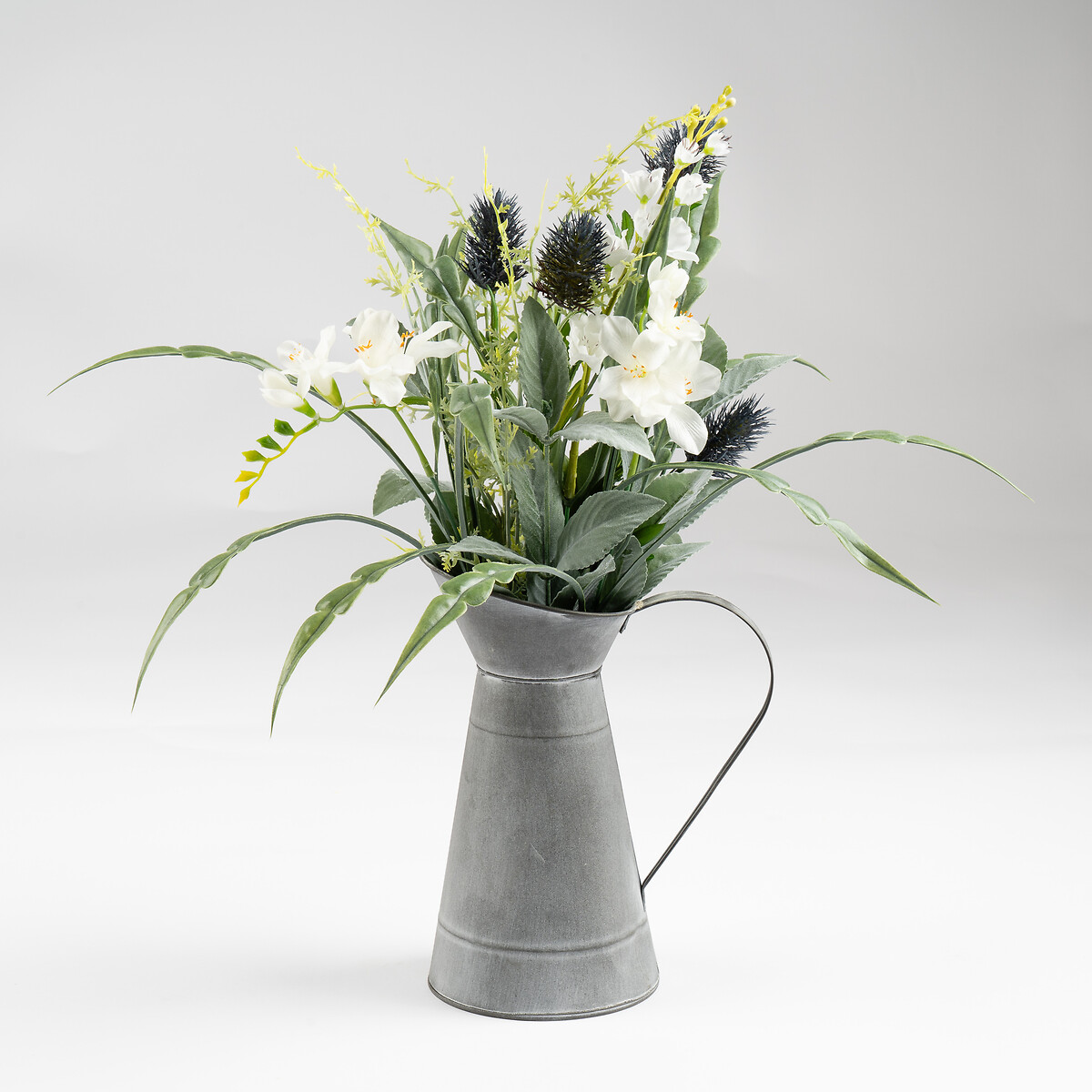 60cm Artificial Mixed Floral in Metal Jug blue, SO'HOME